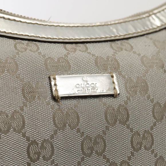 GUCCI GG Canvas Sherry Line Shoulder Bag Silver Gray 181092 Auth 80134 - Picture 14 of 16